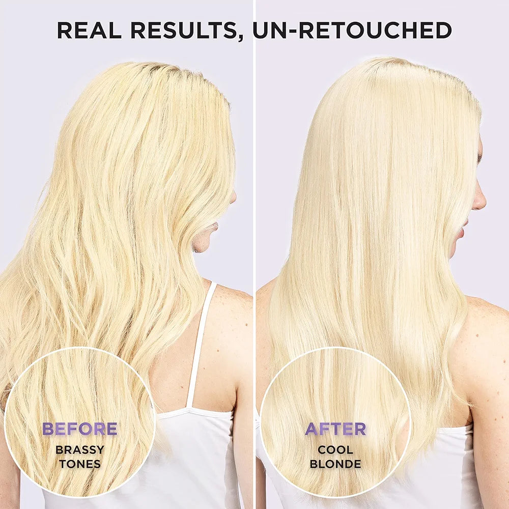 L’Oreal Paris Sulfate Free Brass Toning Purple Shampoo for Blonde, Bleached, Silver, or Brown Highlighted Hair, EverPure, 6.8 Fl Oz